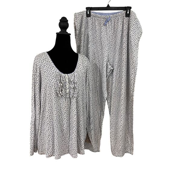 CHAPS Size 2X Cottagecore Floral Pajama Set Romantic Lounge Pants with Pockets - Picture 3 of 14